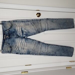 Men's Bleeker & Mercer moto skinny jeans lightwash distressed size 34 streetwear